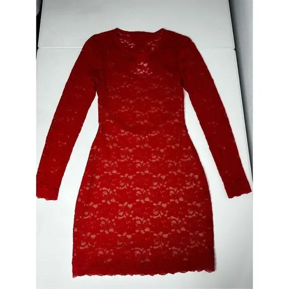 Women’s Express Red Lace Backless Bodycon Dress Size XS - Picture 7 of 13